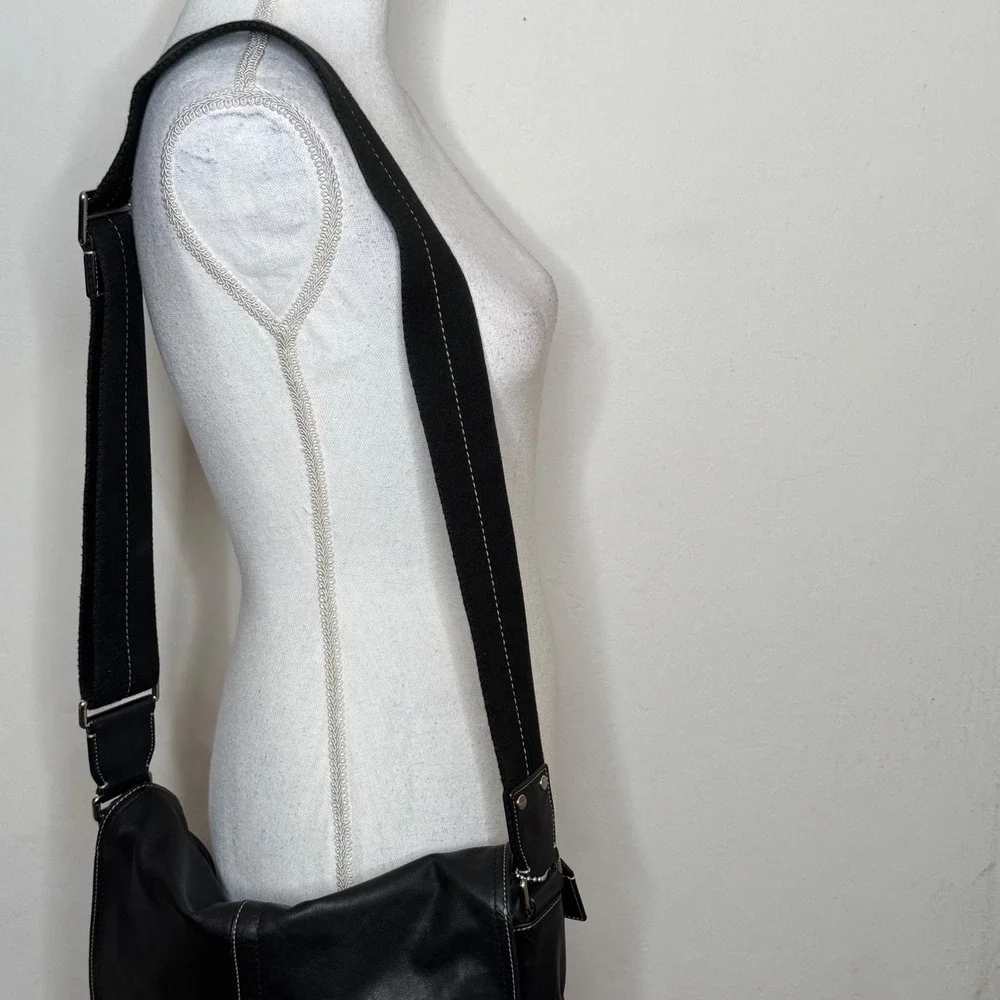 Coach Transatlantic Map Messenger Bag Black Leather F70105 Mens Large Crossbody